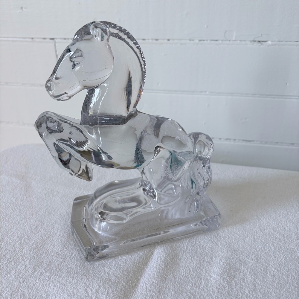 Vintage Glass Rearing Horse bookend